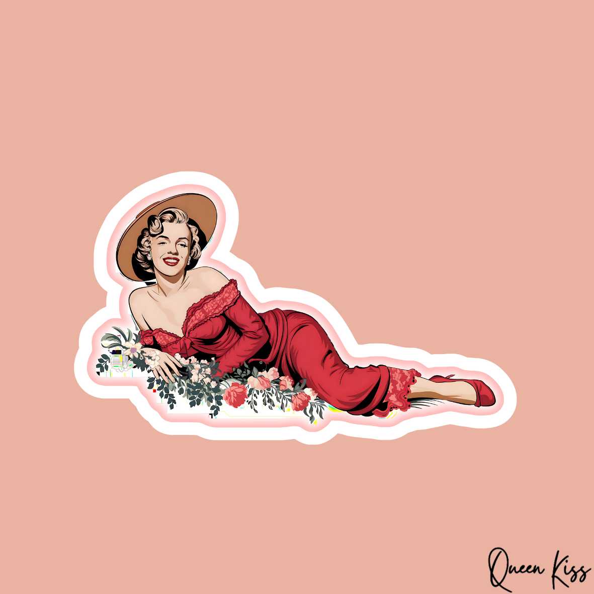 Cute Marilyn Maroe Sticker, Waterproof Glossy Sticker, Vinyl Sticker, Laptop Phone Notebook Mug Sticker -- Great artist