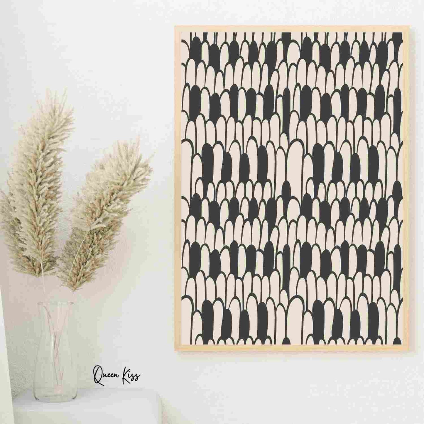 Abstract Geometric Pattern Black Beige Rocks Wall Art, Minimalist Instant Printable Poster, Modern Home Aesthetic Decor, Nature Inspired Art