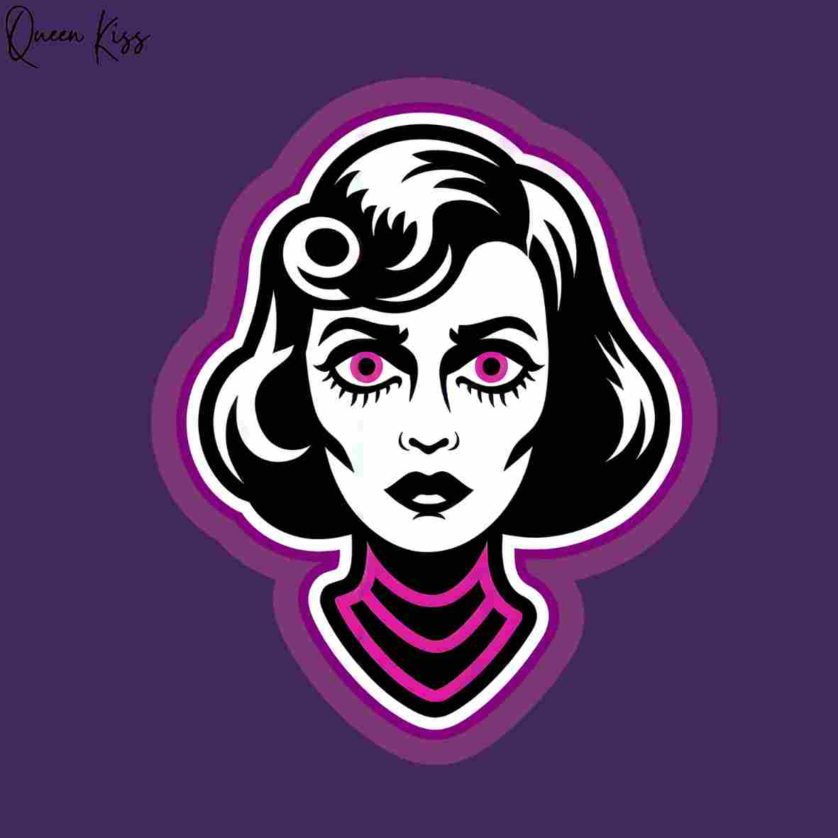 Cute Evil lady Sticker, Waterproof Glossy Sticker, Vinyl Sticker, Laptop Phone Notebook Mug Sticker -- Evil it's Evil