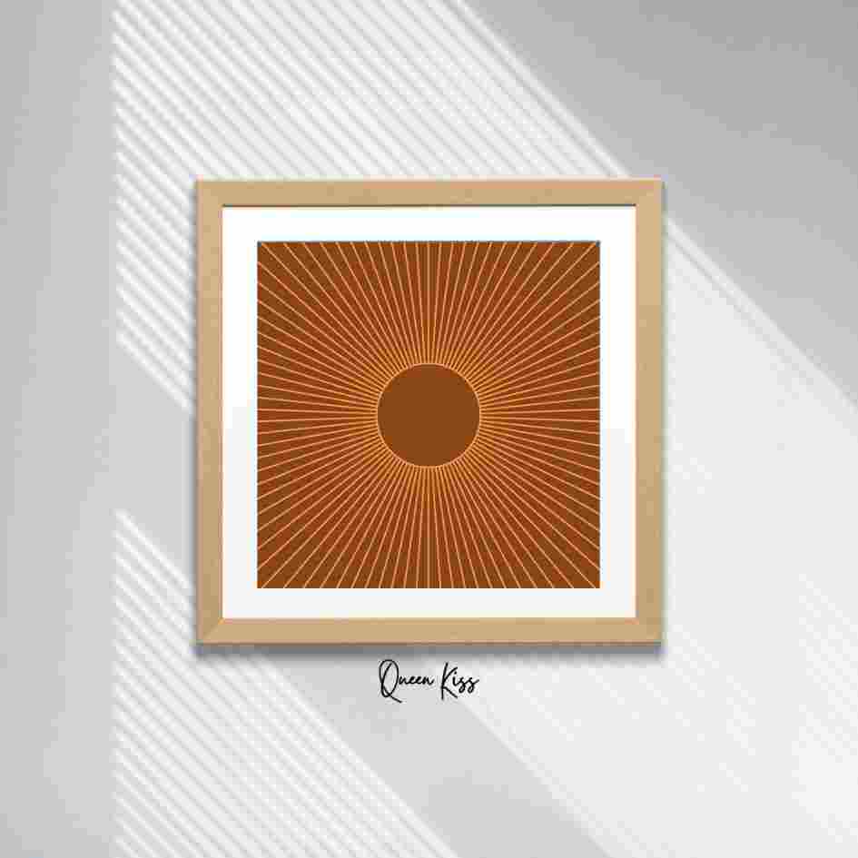 Retro Sunburst Wall Art Printable, Mid Century Modern Home Aesthetic Decor, Boho Abstract Sun Rays Art, Vintage Inspired Minimalist Decor