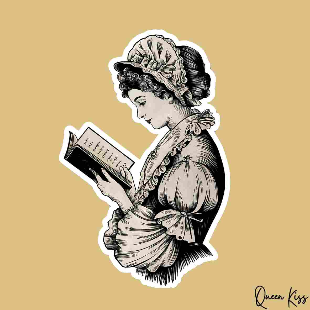 Cute Reader Sticker, Waterproof Glossy Sticker, Vinyl Sticker, Laptop Phone Notebook Mug Sticker -- Book Lover