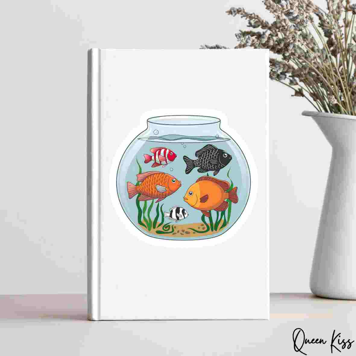 Cute Fish tank Sticker, Waterproof Glossy Sticker, Vinyl Sticker, Laptop Phone Notebook Mug Sticker -- Wonderland
