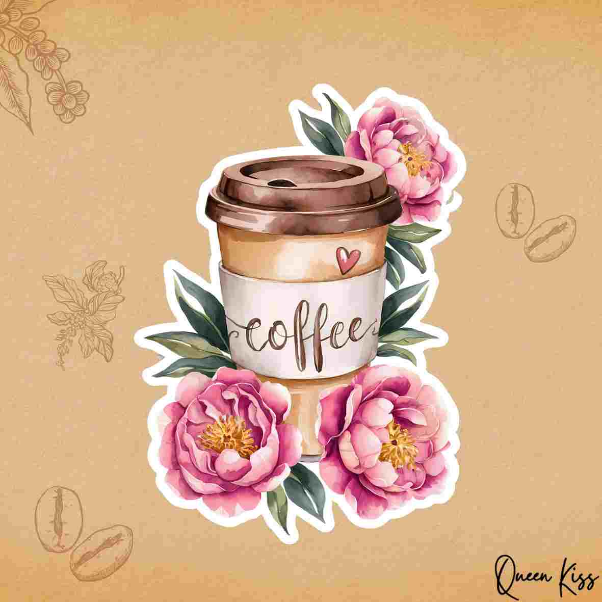 Cute Love coffee Sticker, Waterproof Glossy Sticker, Vinyl Sticker, Laptop Phone Notebook Mug Sticker -- When I need a coffee