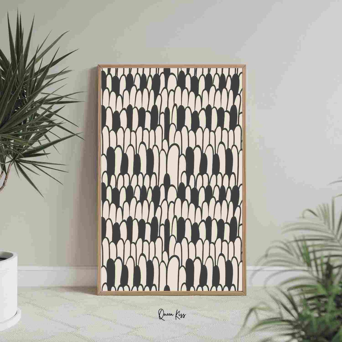 Abstract Geometric Pattern Black Beige Rocks Wall Art, Minimalist Instant Printable Poster, Modern Home Aesthetic Decor, Nature Inspired Art