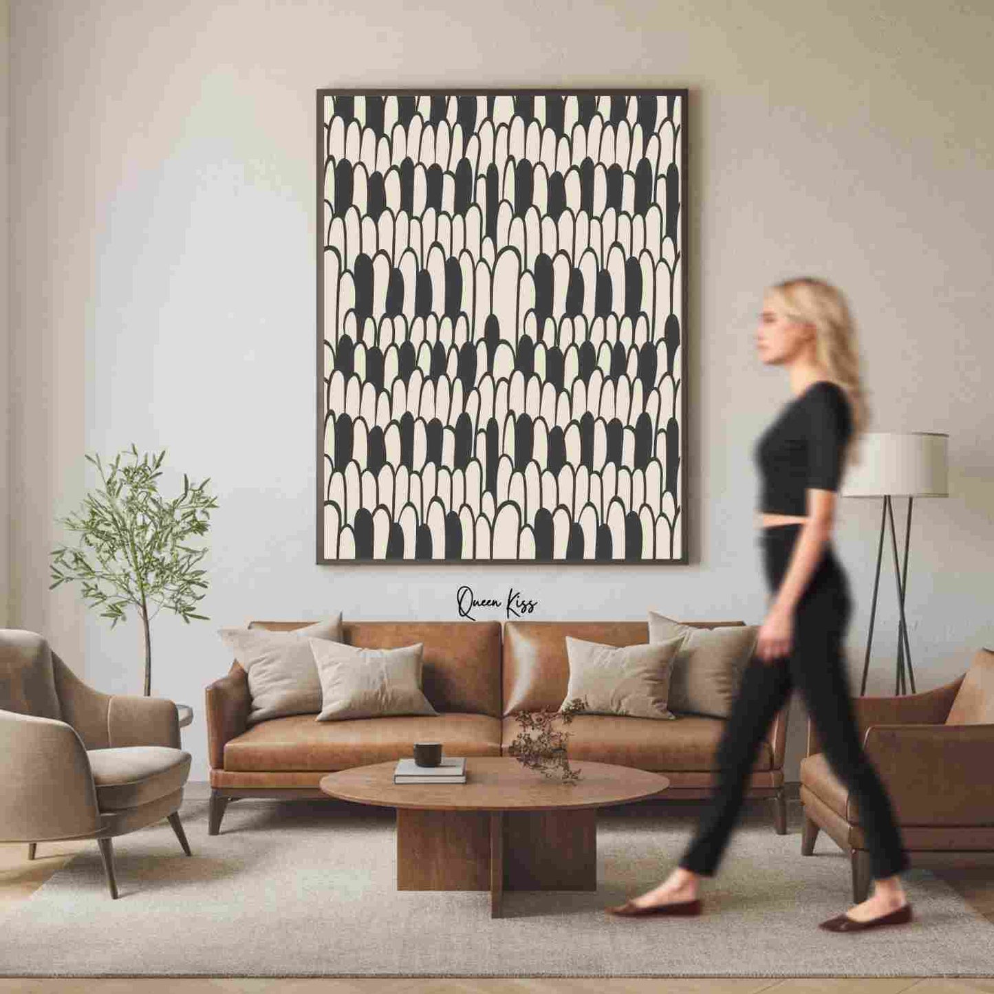 Abstract Geometric Pattern Black Beige Rocks Wall Art, Minimalist Instant Printable Poster, Modern Home Aesthetic Decor, Nature Inspired Art