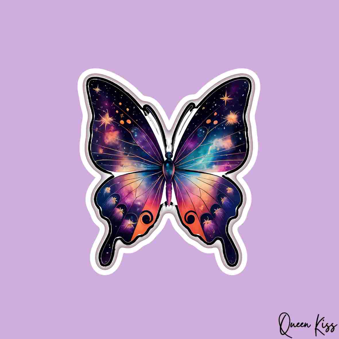 Cute Galaxy butterfly Sticker, Waterproof Glossy Sticker, Vinyl Sticker, Laptop Phone Notebook Mug Sticker -- Mysterious Wonderland