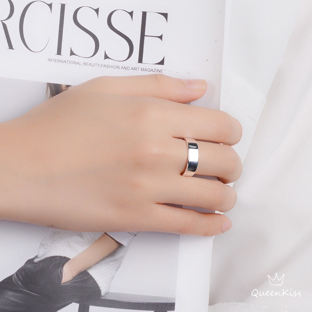 Cool Plain Bright Minimalist Simple Design Adjustable Silver Ring -- Home