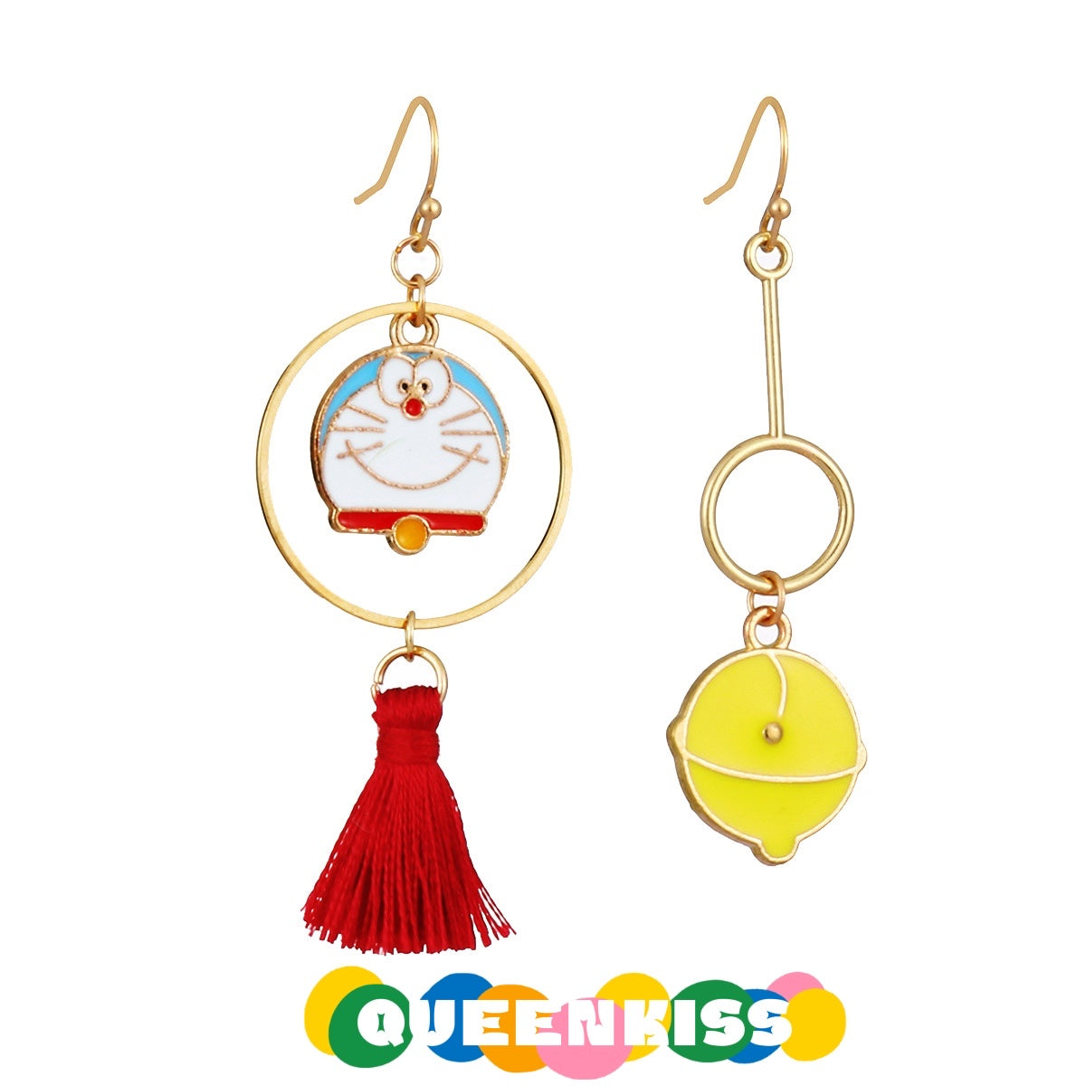Super Cute Doraemon and His Bell Enamelled Earrings -- Smart Brain!!