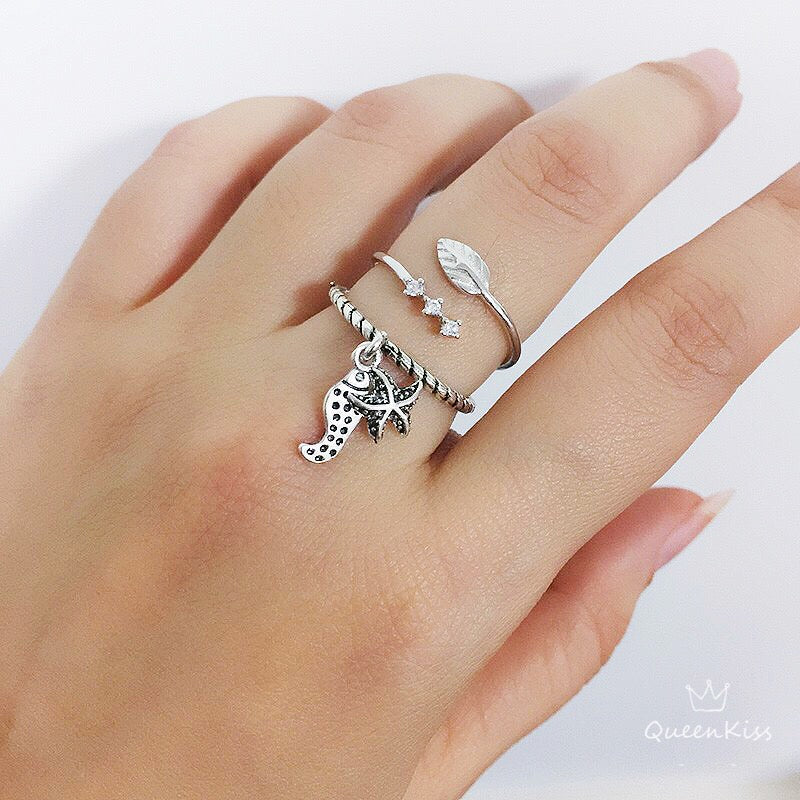 S925 Cool Vintage Sea Star Fish Plain Ring Adjustable Silver Ring