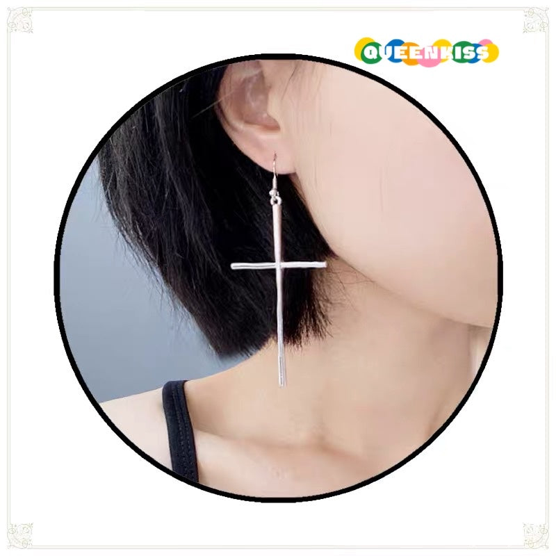 Big Cool Cross Dangle Silver Gold Black Earrings -- Jesus Loves you!!