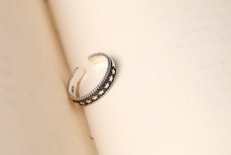 Vintage Stars Adjustable 925 Sterling Silver Plated Ring