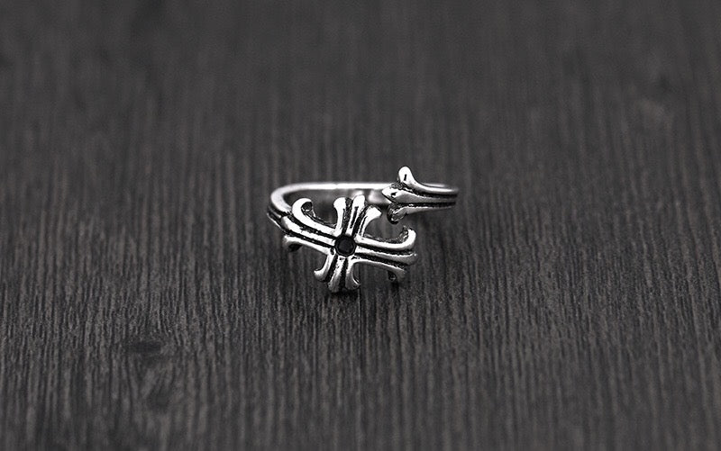 Vintage Cross Adjustable Silver Ring