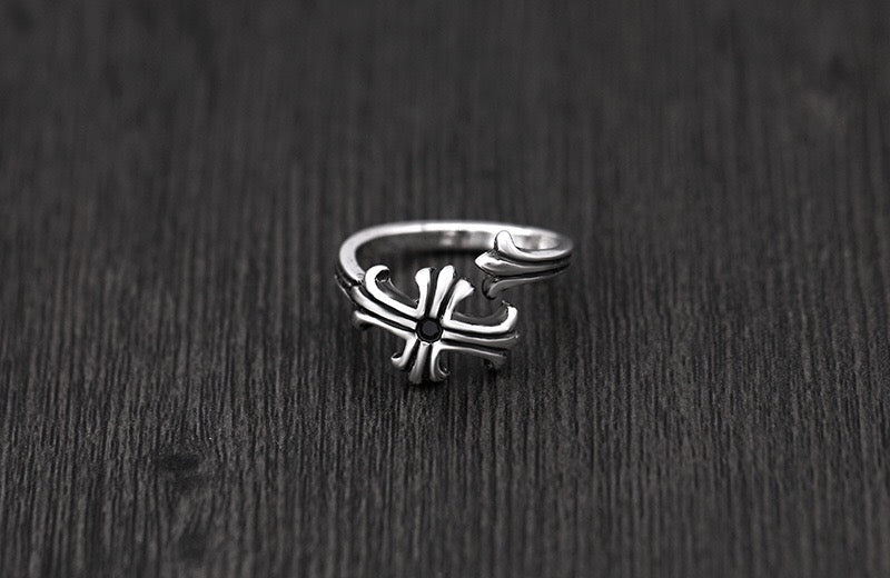 Vintage Cross Adjustable Silver Ring