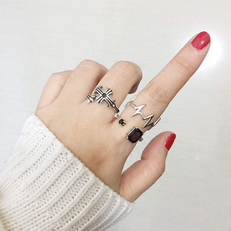 Vintage Cross Adjustable Silver Ring