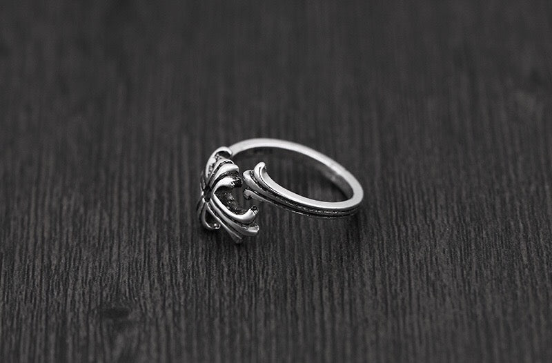 Vintage Cross Adjustable Silver Ring