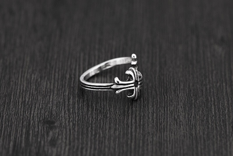 Vintage Cross Adjustable Silver Ring