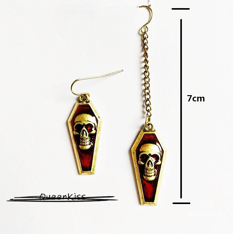 Enamel Skeleton Earrings Gothic Skeleton Dangle Skull Horror Earrings Halloween Earrings Creepy Goth Grunge Earrings--My Power is Over You!!