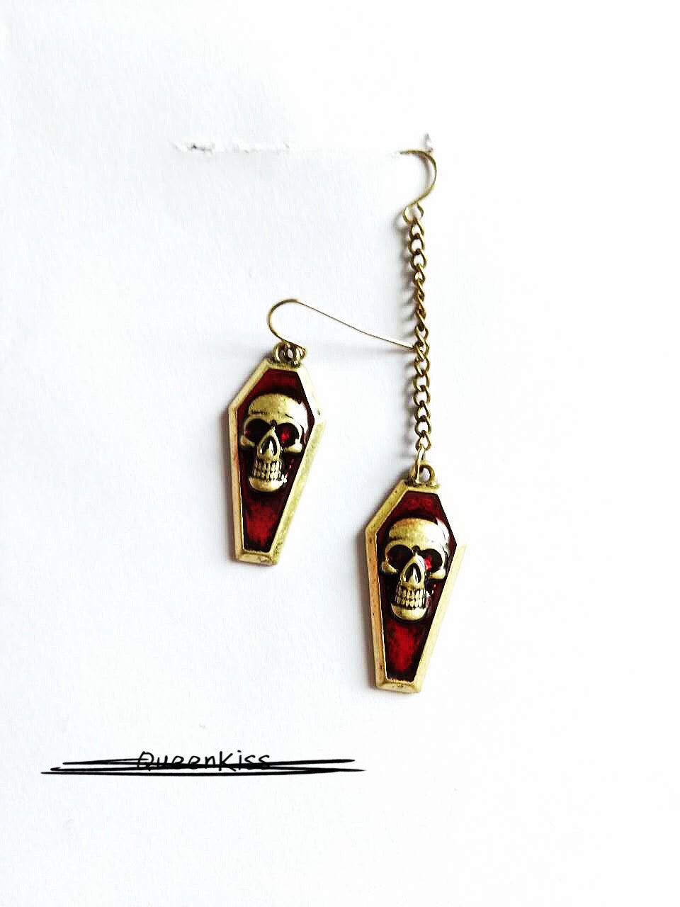 Enamel Skeleton Earrings Gothic Skeleton Dangle Skull Horror Earrings Halloween Earrings Creepy Goth Grunge Earrings--My Power is Over You!!
