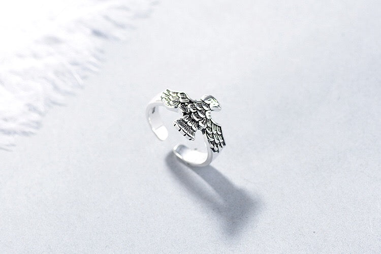 Eagle Minimalist Vintage Adjustable Silver Ring