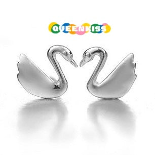 Sterling Silver 925 Stud Earrings Cute Couple Swan Stud Earrings Modern Studs Minimal Stud Earrings Gift for her