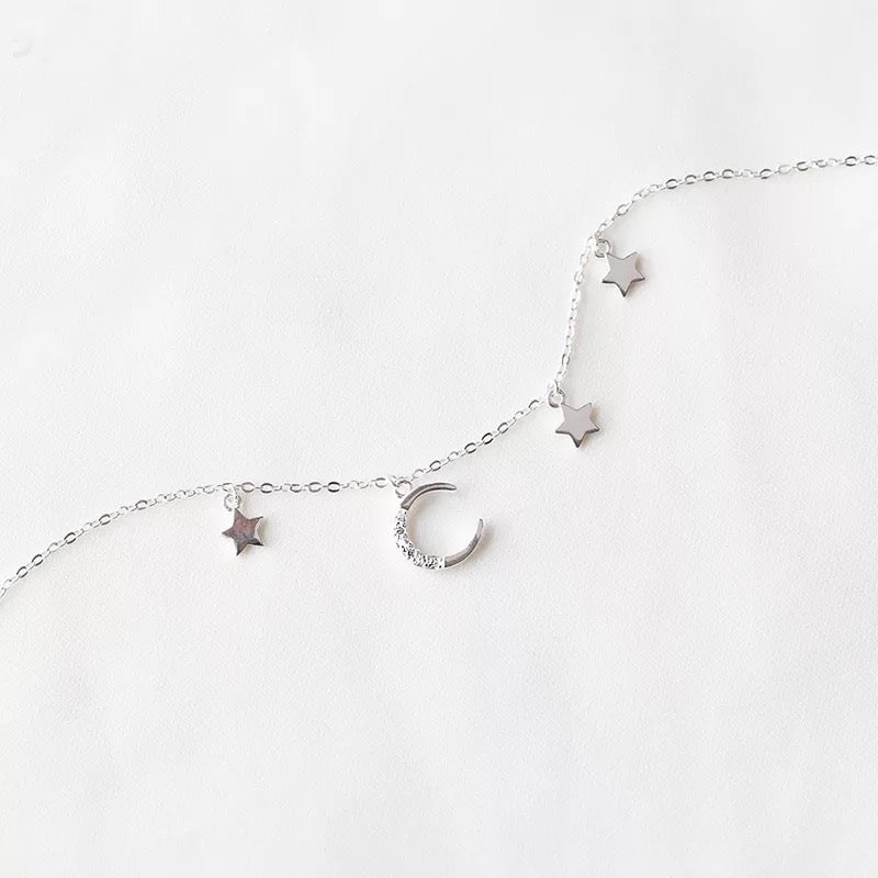 Romantic Stars and Moon 925 Sterling Silver Bracelet - What a wonderful night!!