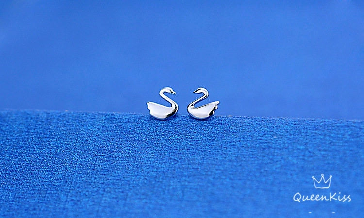 Sterling Silver 925 Stud Earrings Cute Couple Swan Stud Earrings Modern Studs Minimal Stud Earrings Gift for her
