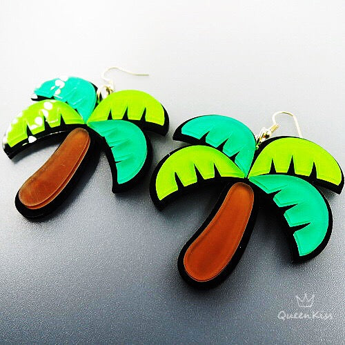 Cute Light Trendy Quirky Coconut Tree Earrings - Holiday Me!!