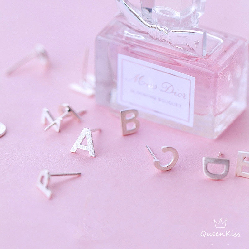 Sterling Silver 925 Stud Earrings Cute Letters Modern Studs Minimal Stud Gift for Her Him Woman Man Sell as Pair - Call Me By Your Name