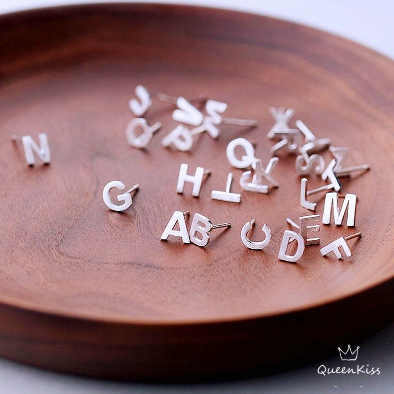 Sterling Silver 925 Stud Earrings Cute Letters Modern Studs Minimal Stud Gift for Her Him Woman Man Sell as Pair - Call Me By Your Name