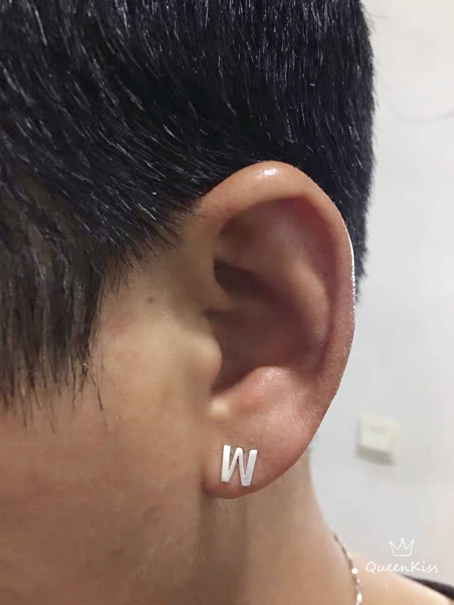 Sterling Silver 925 Stud Earrings Cute Letters Modern Studs Minimal Stud Gift for Her Him Woman Man Sell as Pair - Call Me By Your Name