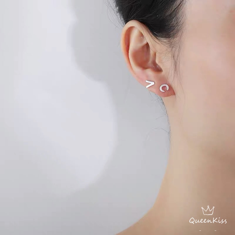 Sterling Silver 925 Stud Earrings Cute Letters Modern Studs Minimal Stud Gift for Her Him Woman Man Sell as Pair - Call Me By Your Name