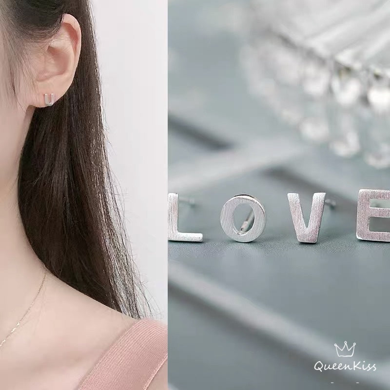 Sterling Silver 925 Stud Earrings Cute Letters Modern Studs Minimal Stud Gift for Her Him Woman Man Sell as Pair - Call Me By Your Name