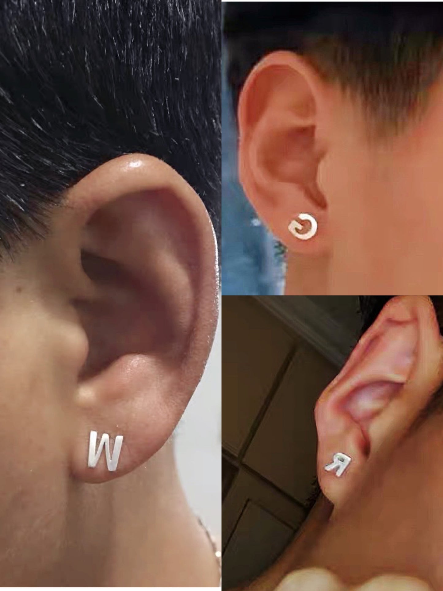 Sterling Silver 925 Stud Earrings Cute Letters Modern Studs Minimal Stud Gift for Her Him Woman Man Sell as Pair - Call Me By Your Name