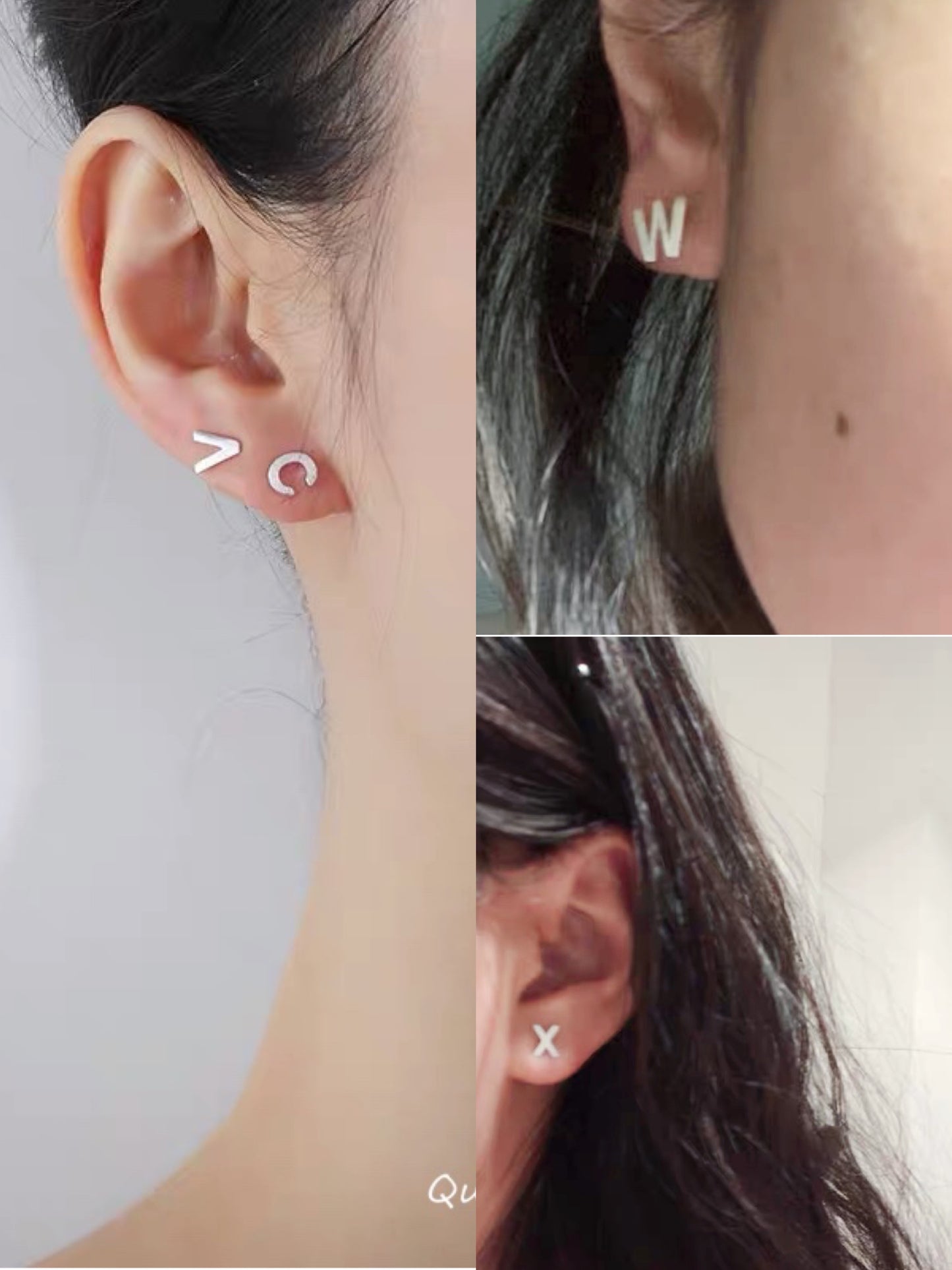 Sterling Silver 925 Stud Earrings Cute Letters Modern Studs Minimal Stud Gift for Her Him Woman Man Sell as Pair - Call Me By Your Name