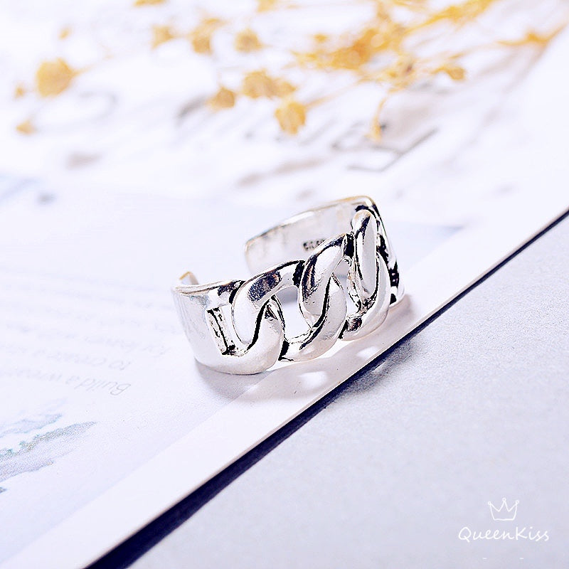 Cool Quirky Adjustable X Silver Ring -- See You Again