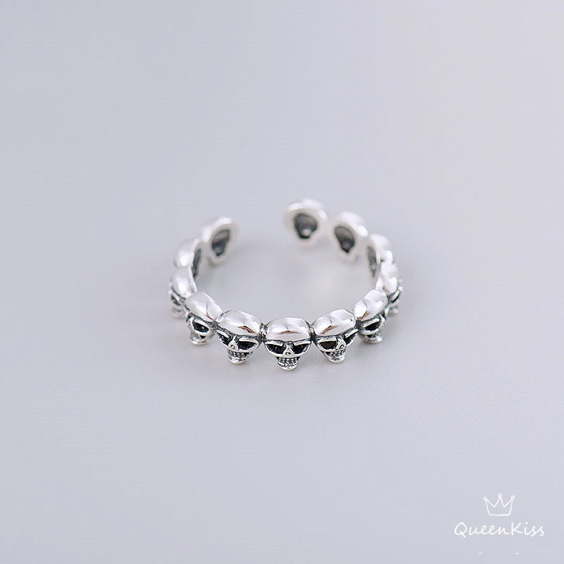 Vintage Quirky Skeleton Adjustable 925 Sterling Silver Ring