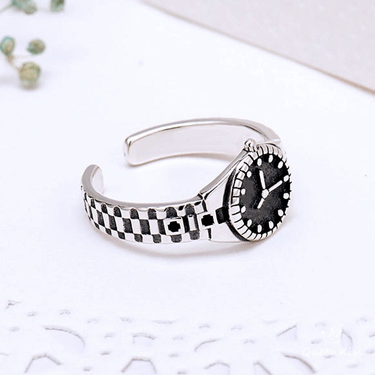 Vintage Quirky Cool Adjustable Silver Watch Ring Clock -- Tik Tok Life