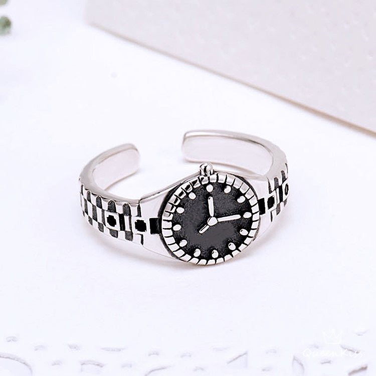 Vintage Quirky Cool Adjustable Silver Watch Ring Clock -- Tik Tok Life