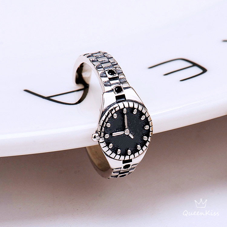 Vintage Quirky Cool Adjustable Silver Watch Ring Clock -- Tik Tok Life