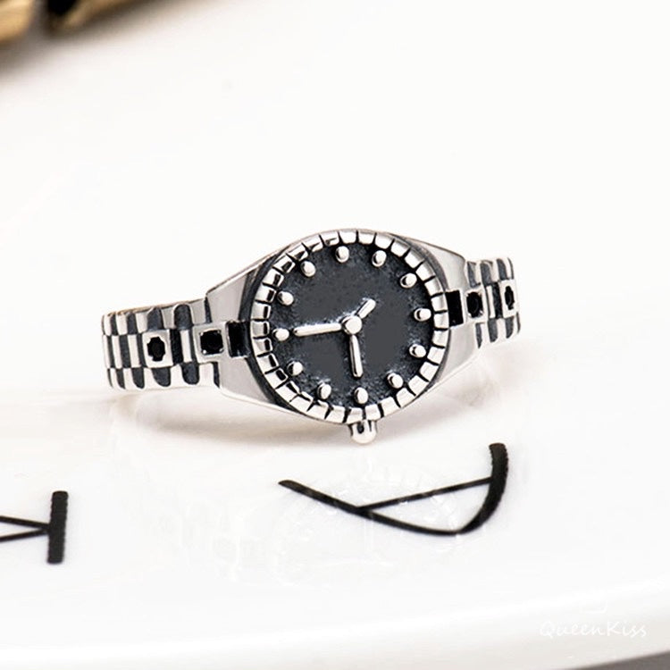 Vintage Quirky Cool Adjustable Silver Watch Ring Clock -- Tik Tok Life