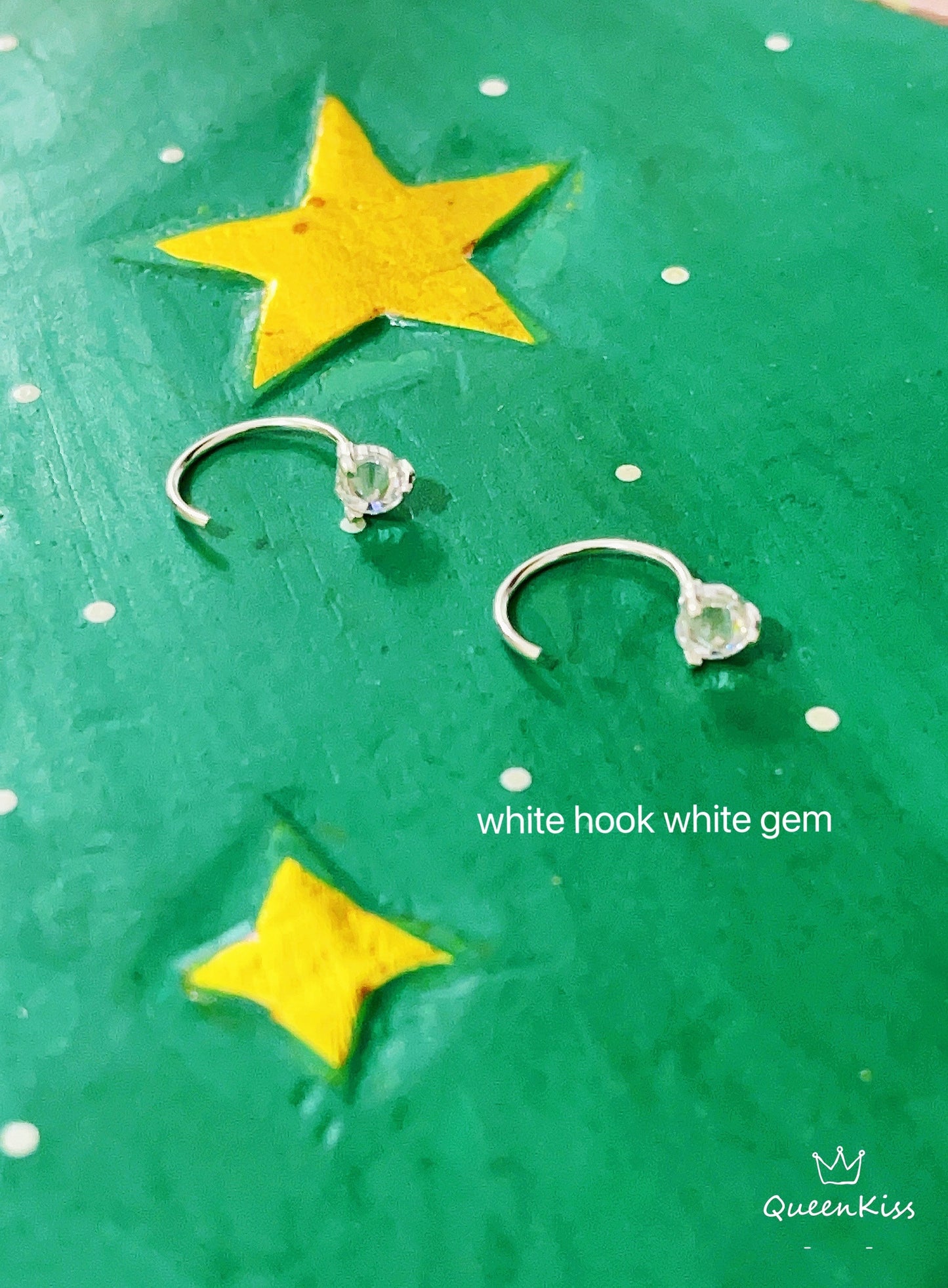 Sterling Silver 925 Zircon Gems Stud Earrings, Minimal Stud, Two Way Stud, Simple Hook Earring,Unisex Earring, Gift for Her Him,Sell as Pair