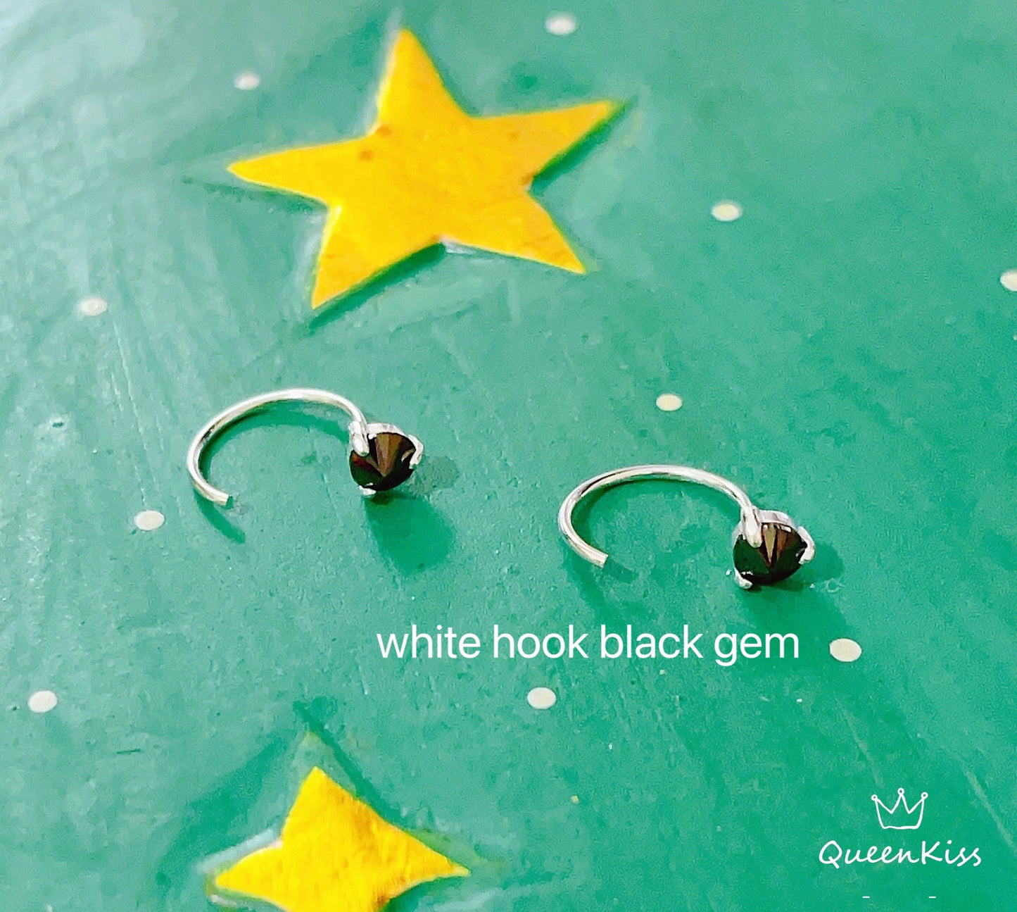 Sterling Silver 925 Zircon Gems Stud Earrings, Minimal Stud, Two Way Stud, Simple Hook Earring,Unisex Earring, Gift for Her Him,Sell as Pair