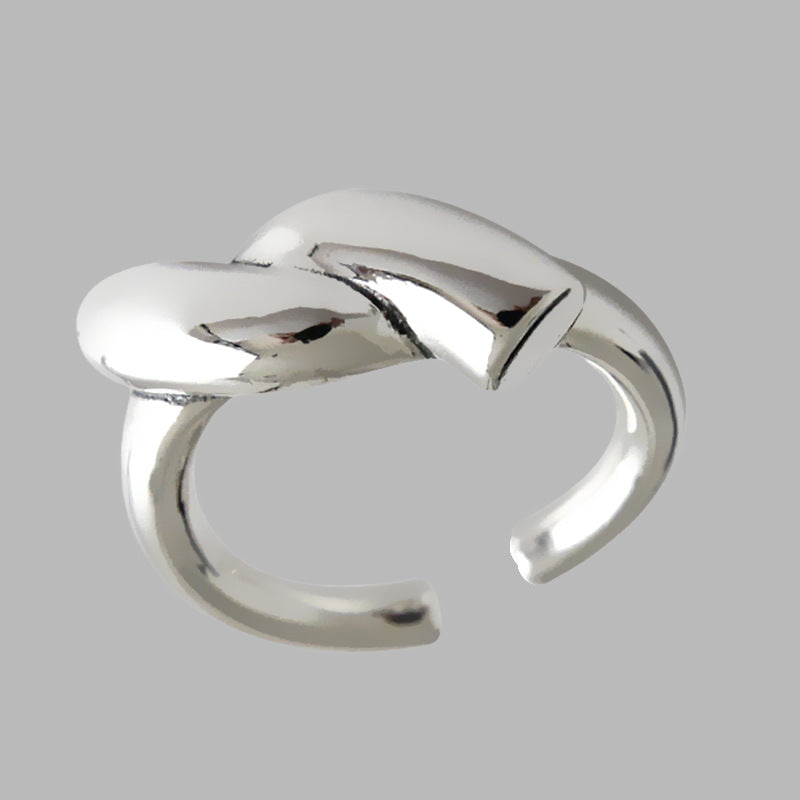 Modern Minimalist Crossing Ribbon Adjustable Silver Ring -- Gorgeous Woman
