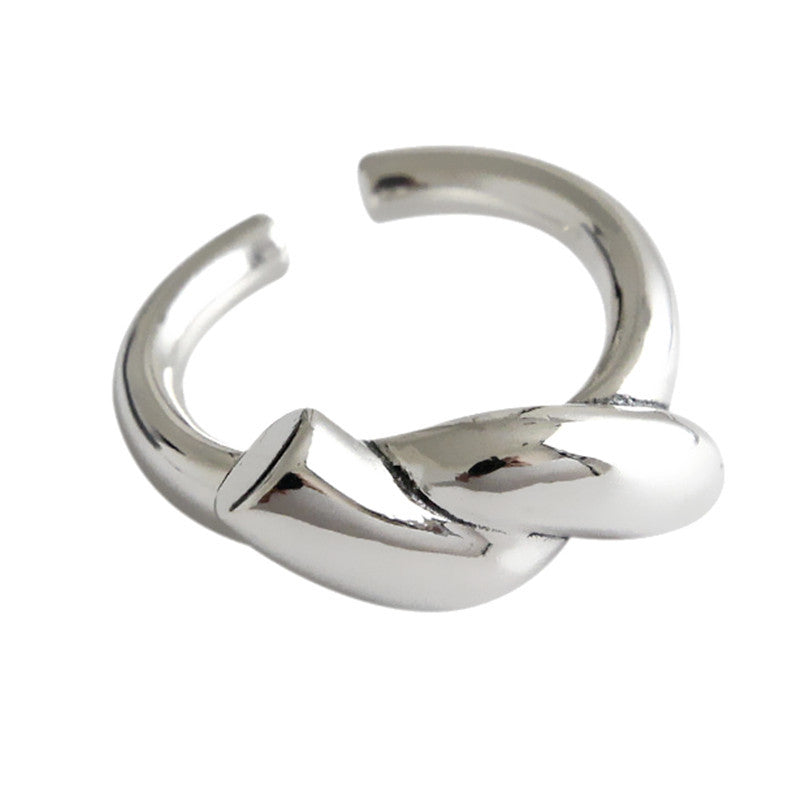 Modern Minimalist Crossing Ribbon Adjustable Silver Ring -- Gorgeous Woman