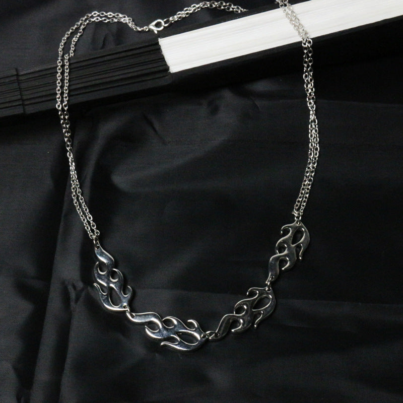 Funky Punk Stainless Steel and Pin and Key Hook Cool Chains Metal Piece Silver Necklace -- Sadness!!