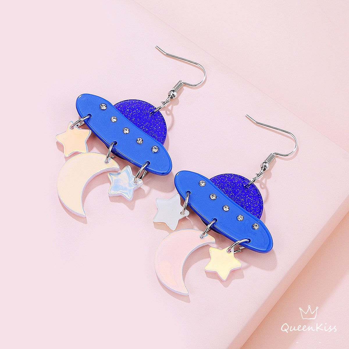 Cute Light Trendy Quirky UFO Earrings Moon and Stars Earrings - Universal Citizen!!