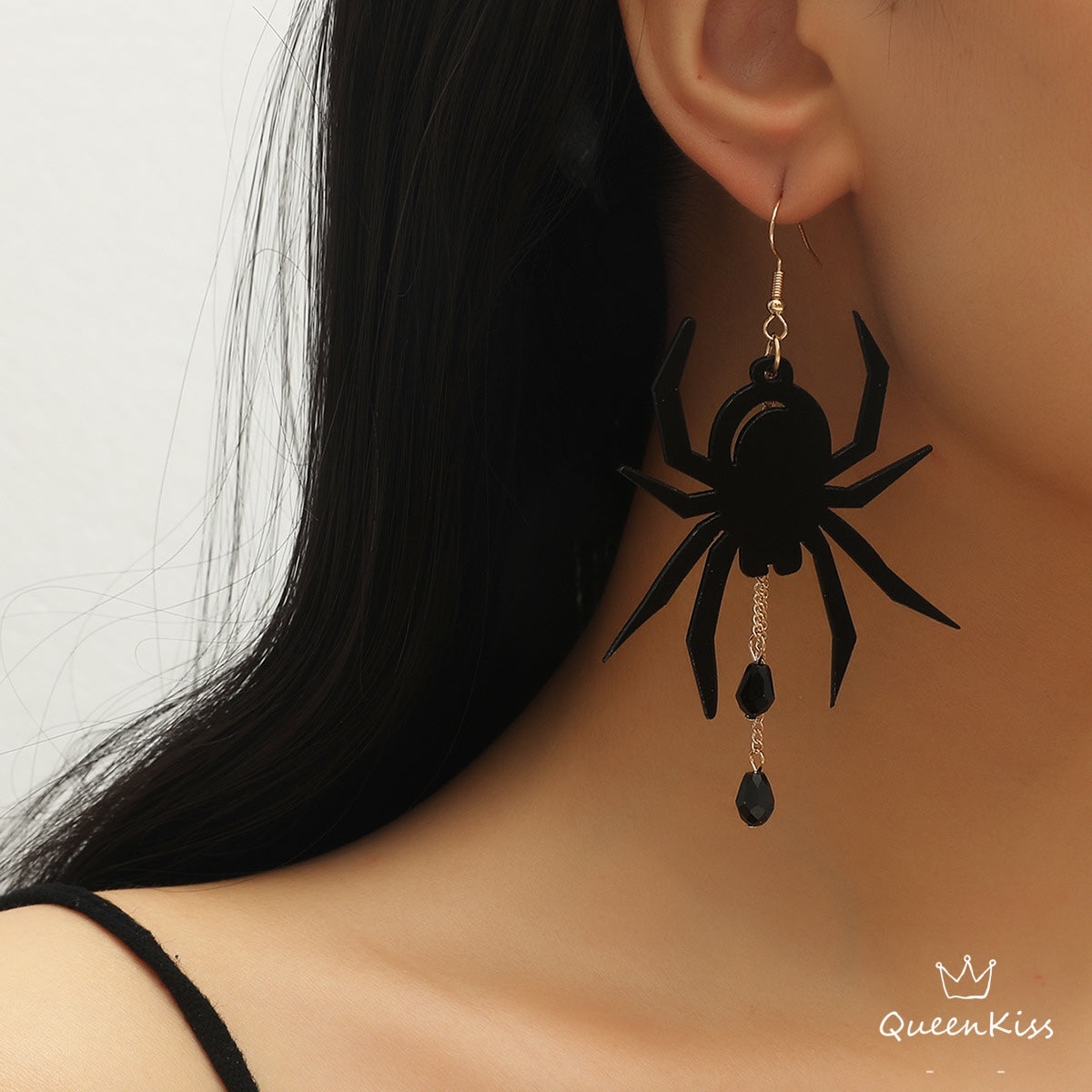 Cute Light Trendy Quirky Climbing Spider Black Dangle Earrings - Spider Girl!!