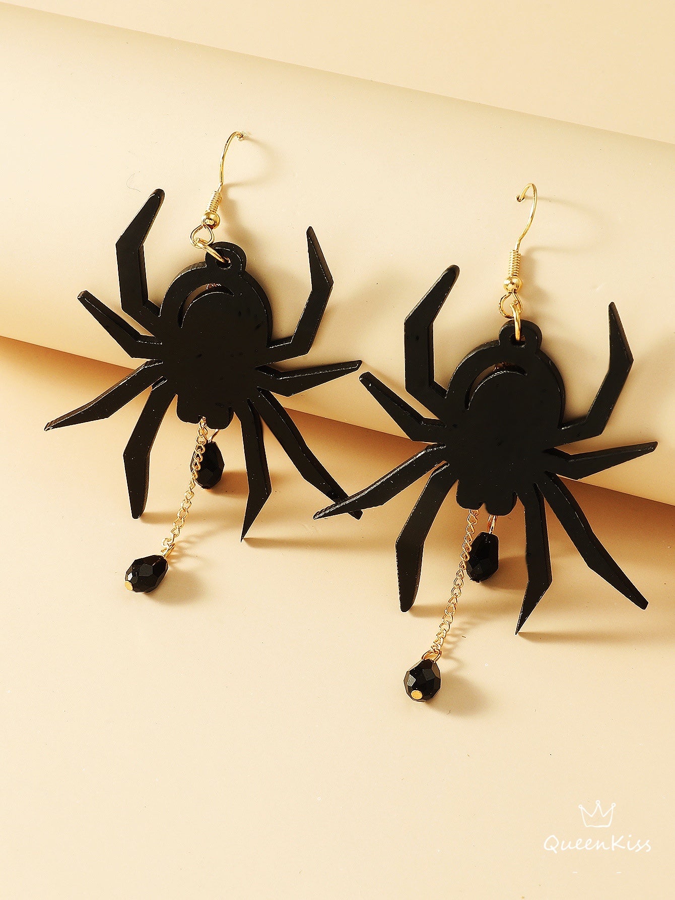 Cute Light Trendy Quirky Climbing Spider Black Dangle Earrings - Spider Girl!!