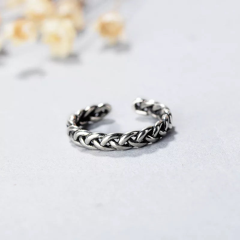 Vintage Wave Adjustable 925 Sterling Silver Plated Ring