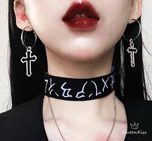 Cool Cross Two Different Pattern Black Cross and Hollow Cross Big Circle Silver Earrings -- Jesus Around you!!
